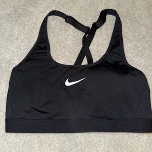 Nike Women's Black Sports Bra with White Logo